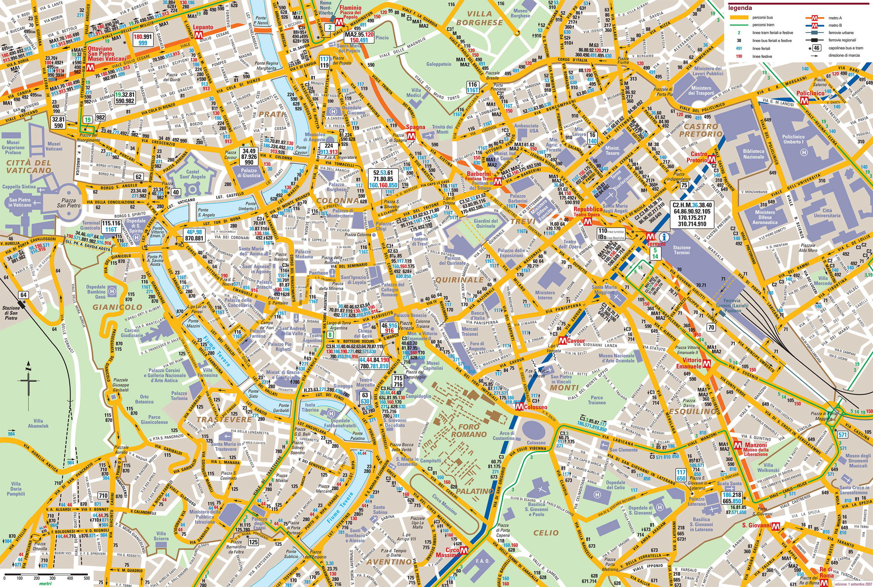 Mappa E Cartina Del Autobus E Autobus Notturni Di Roma Stazioni E Linee