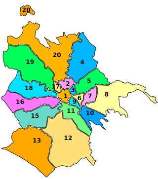 Cartina dei municipi di Roma