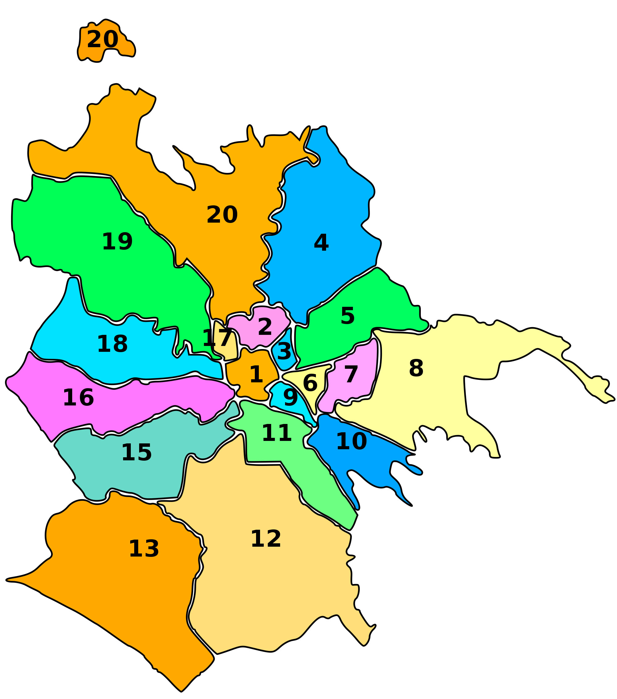 Mappa E Cartina Dei 19 Municipi E Quartieri Di Roma