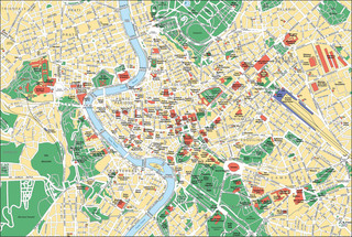 Cartina turistica di musei, giro turistico, attrazioni e monumenti di Roma