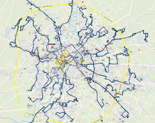 Cartina della rete autobus notturno di Roma